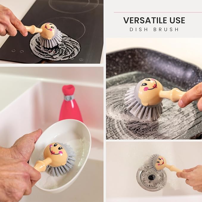 Vigar Dolls Dish Brush with Ergonomic Handle and Dress-Shaped Brush Holder - Image 5