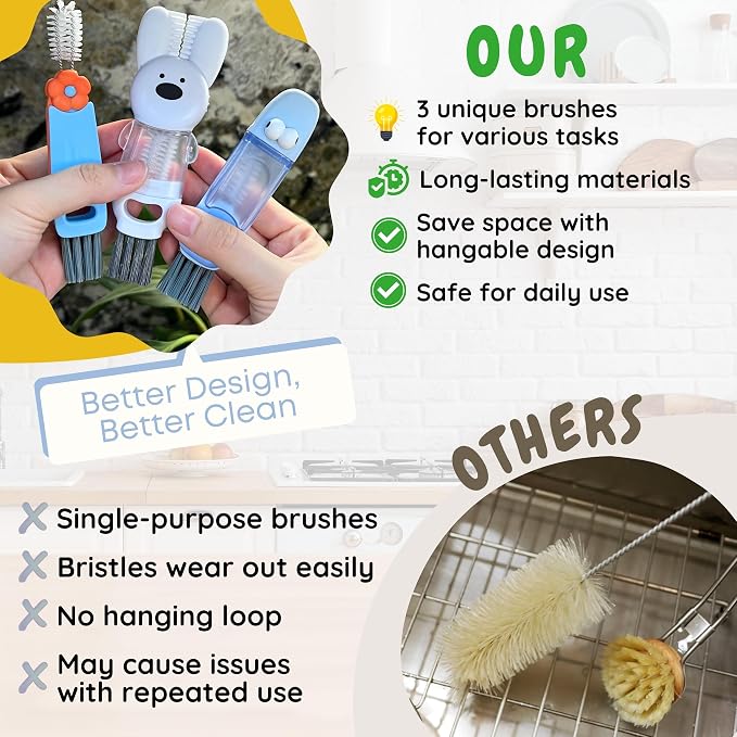 Cup Lid Cleaning Brush, 3 in 1 Cup Cleaner Brush New Multifunctional Lid - Image 4