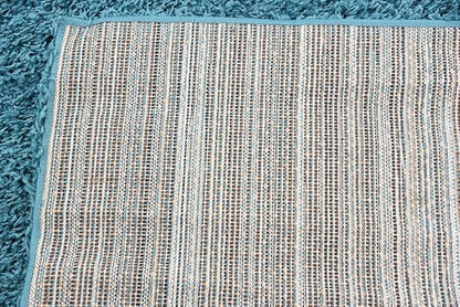 Unique Loom Solid Shag Collection Area Rug (4' 1" x 6' 1" Rectangle, Deep Aqua Blue)