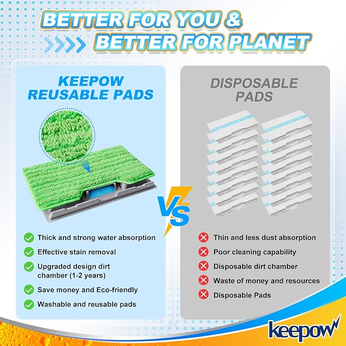 KEEPOW Reusable Mop Replacement Pads Compatible - Image 3