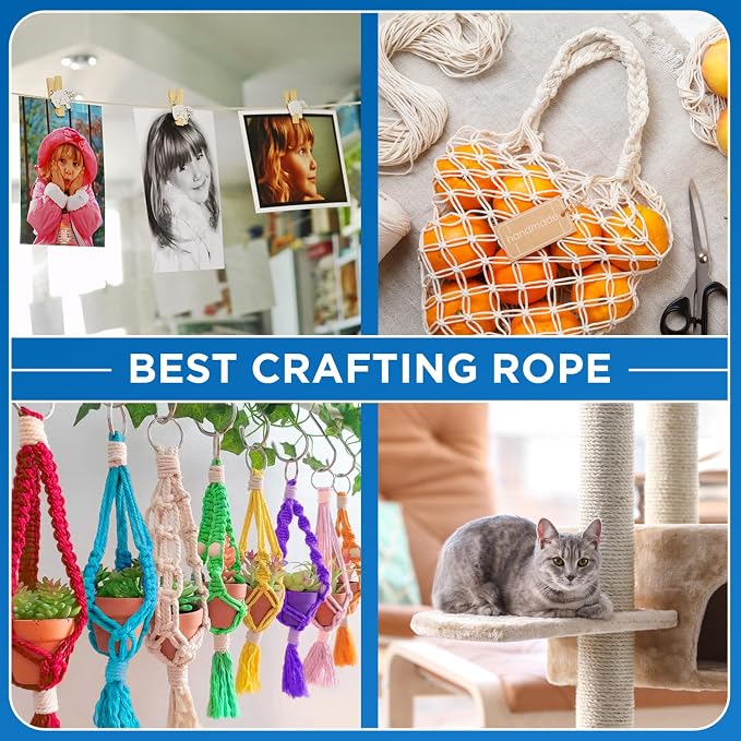 TECEUM Cotton Rope 3/16” – 100 FT – Strong All-Purpose Braided Rope – Natural - Image 8