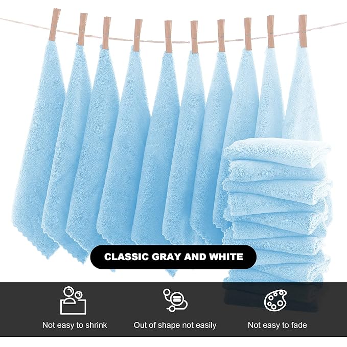 MOONQUEEN Microfiber Facial Cloths Fast Drying Washcloth 12 Pack - Image 3