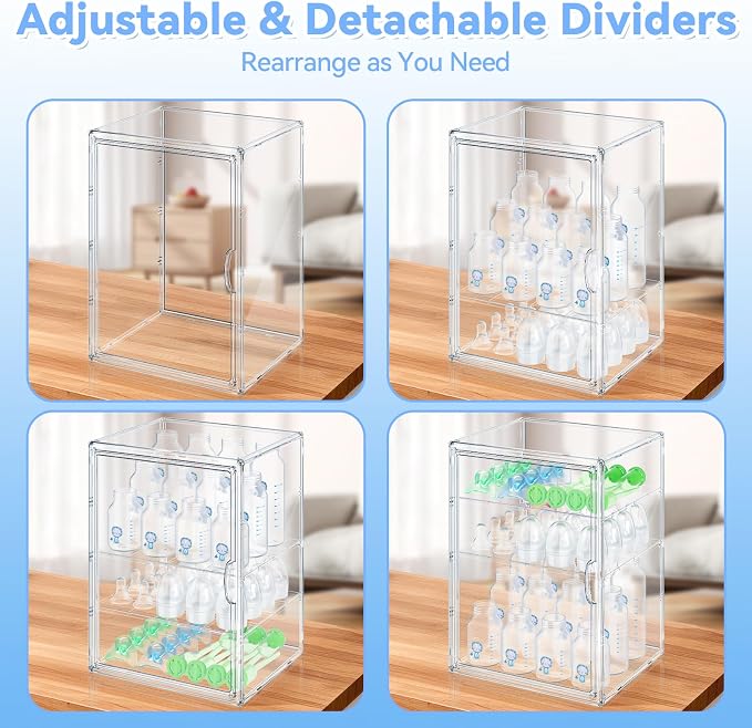 Baby Bottle Organizer for Countertop, X-Large Clear Bottle Storage Organizer - Image 6
