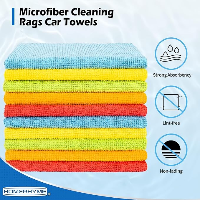 HOMERHYME Microfiber Cleaning Cloth, 150 Pack Cleaning Rags Microfiber Towel - Image 2