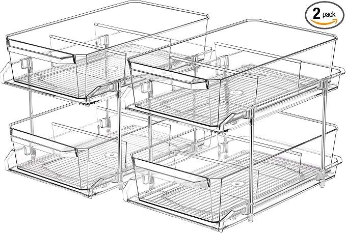 2 Set, 2 Tier Clear Organizer by MakeLifeBetterEasier