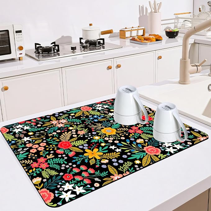 Dish Drying Mat for Multiple Usage. Super Absorbent, Easy clean, Quick dry by Mokiwala
