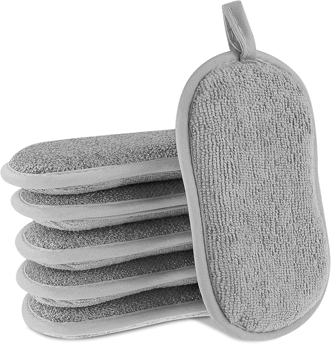 6 Pack Dual-Sided Sponges Kitchen, Non Scratch Microfiber Dish Sponge All by Unknown