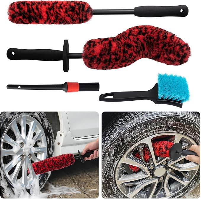 4 Pack Car Wheel and Tire Cleaner Brushes Kit Auto Motorcycle Rim Hub Ultra by Unknown