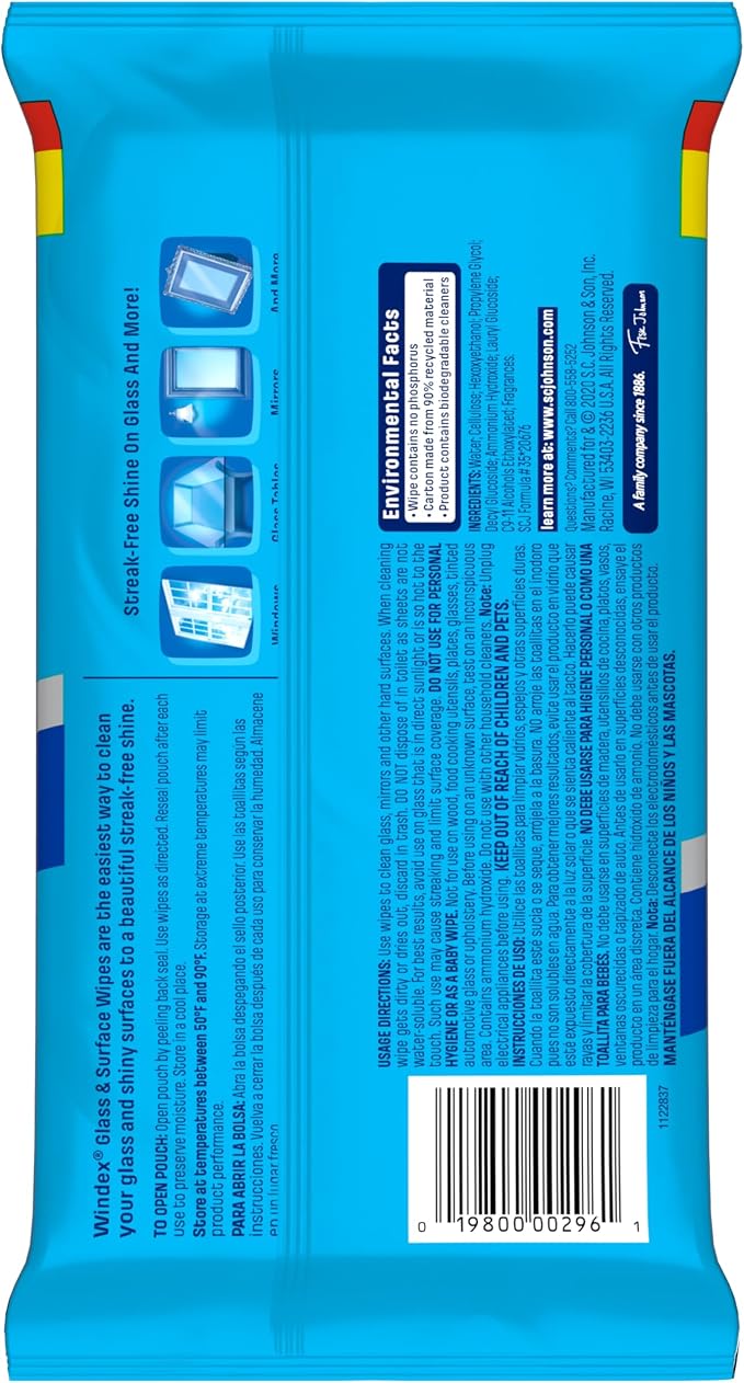Windex Wipes Glass Cleaning, Pre-Moistened Glass and Surface Wipes to Clean - Image 7
