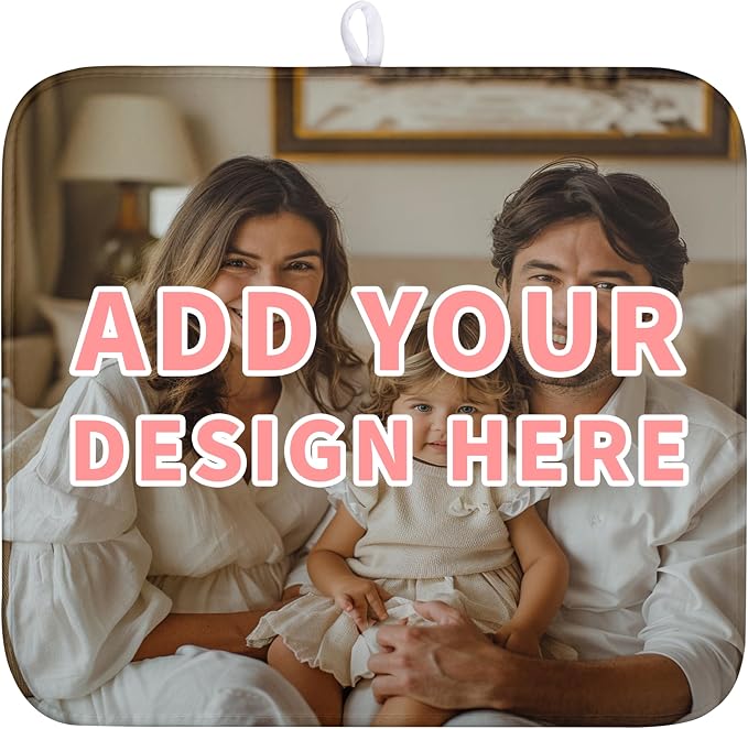 Custom Drying Mat with Picture Text Personalized Photo Dish Drying Mats by Wnoesat