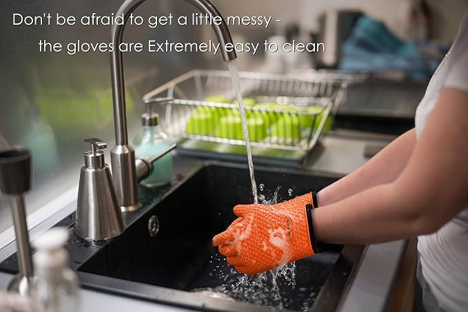 KITCHEN PERFECTION Silicone Smoker Oven Gloves -Extreme Heat Resistant BBQ - Image 6