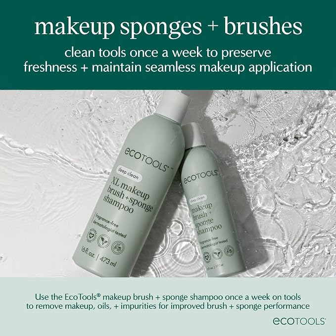 EcoTools Sea Gems Face Makeup Brush & Sponge 4 Piece Set, Eco-Friendly Makeup - Image 10