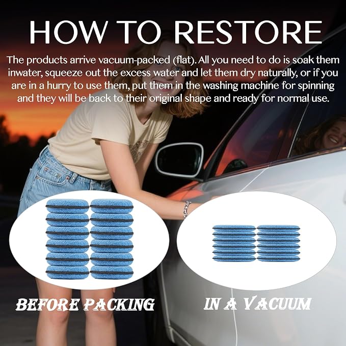 Sukh 12 Pack Microfiber Foam Car Wax Applicator Pad - Image 4