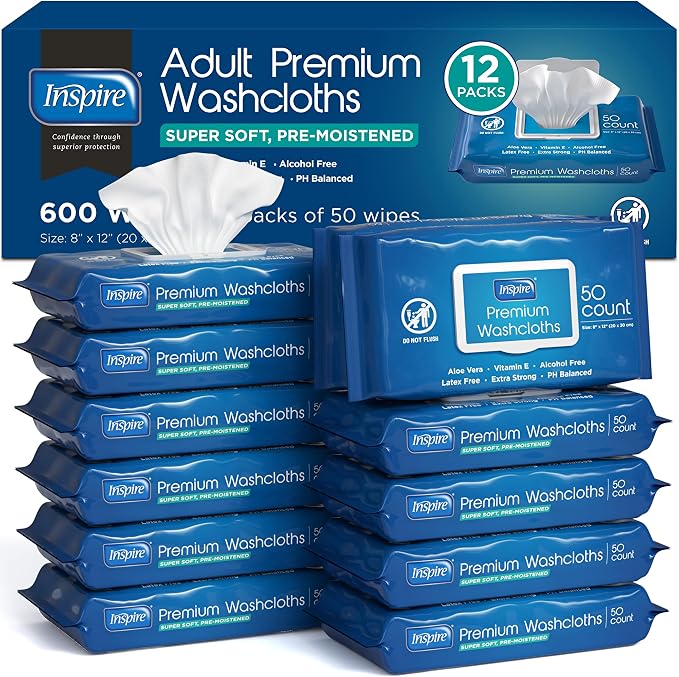 Inspire Adult Wet Wipes, Wash Cloths | Adult Wipes by Inspire