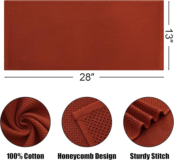Kitinjoy 100% Cotton Waffle Weave Kitchen Hand Towels - Image 2