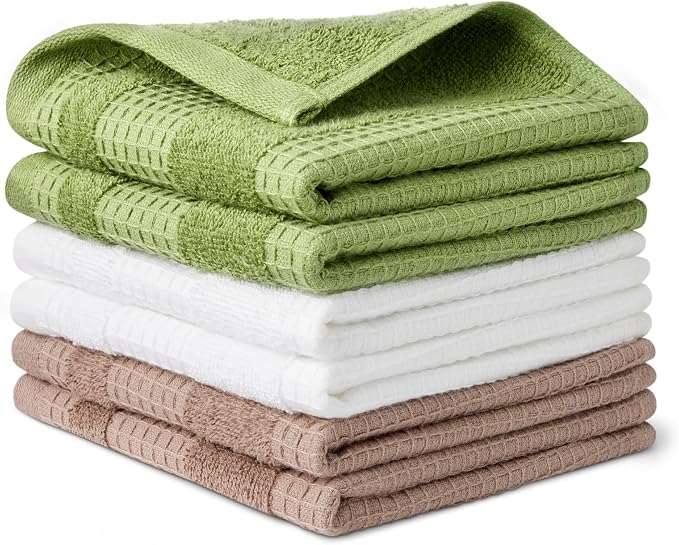 Amazon Basics 100% Organic Cotton Waffle Kitchen Dish Cloths, Ultra Absorbent by AmazonBasics