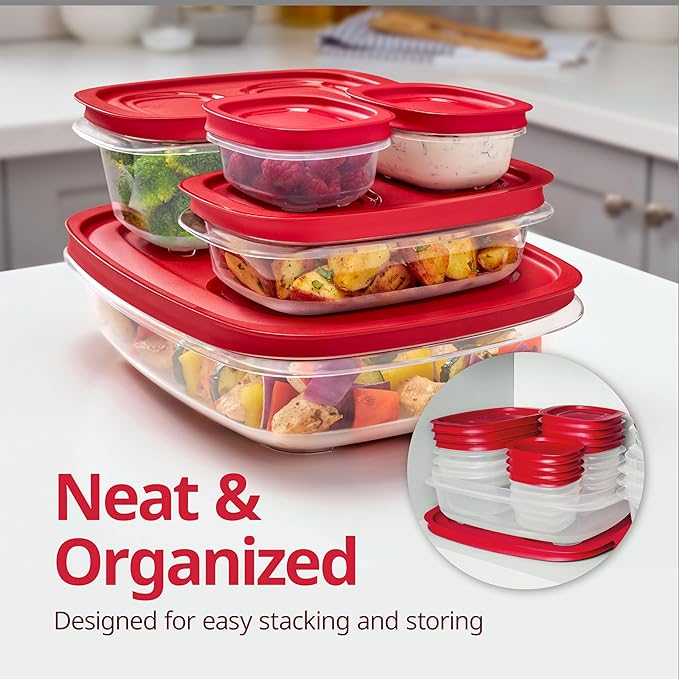 Rubbermaid EasyStore Square and Round Containers, 14-Piece Set, Food Storage - Image 2