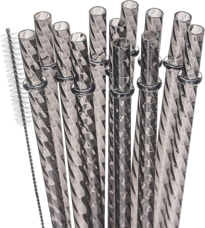 Dakoufish 12 Inch Reusable Clear Plastic Swirl Drinking Straws by Dakoufish