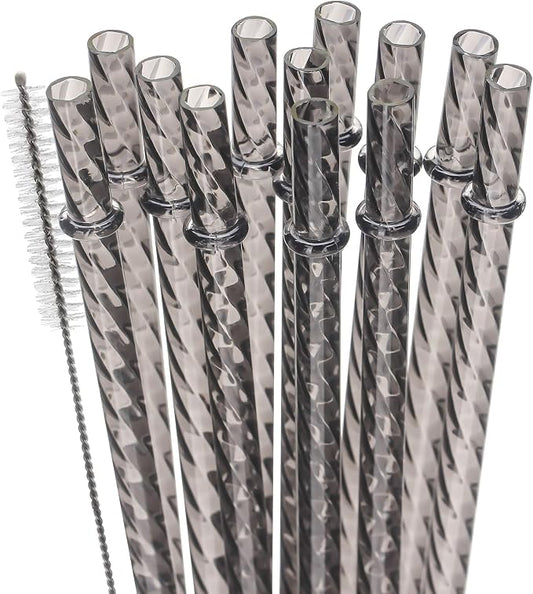 Dakoufish 12 Inch Reusable Clear Plastic Swirl Drinking Straws by Dakoufish