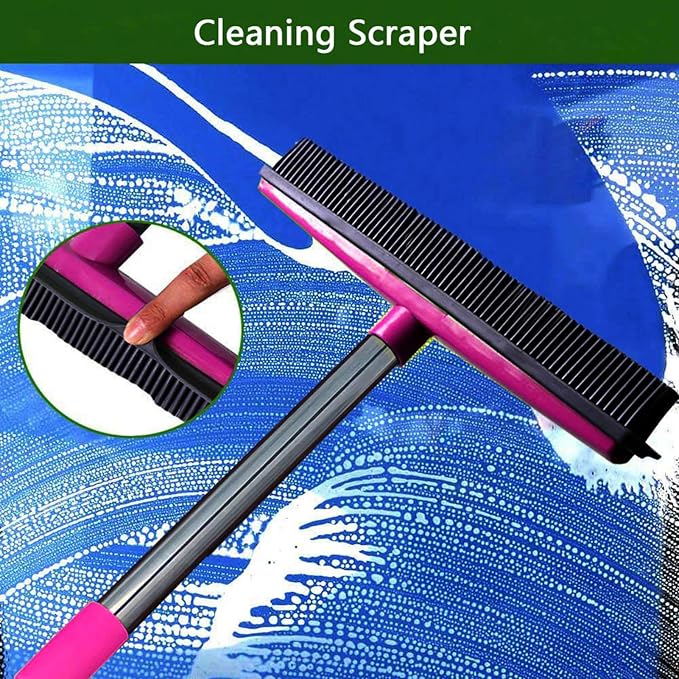 Carpet Hair Removal Broom with 48'' Telescoping Adjustable Handle, Rubber Broom - Image 7