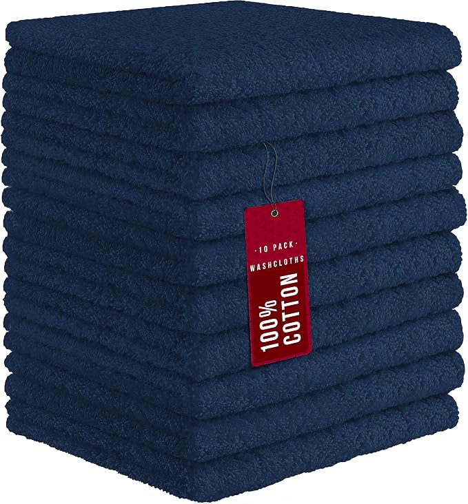 DecorRack 10 Pack 100% Cotton Wash Cloth, Luxurious Soft, 12 x 12 inch Ultra by DecorRack