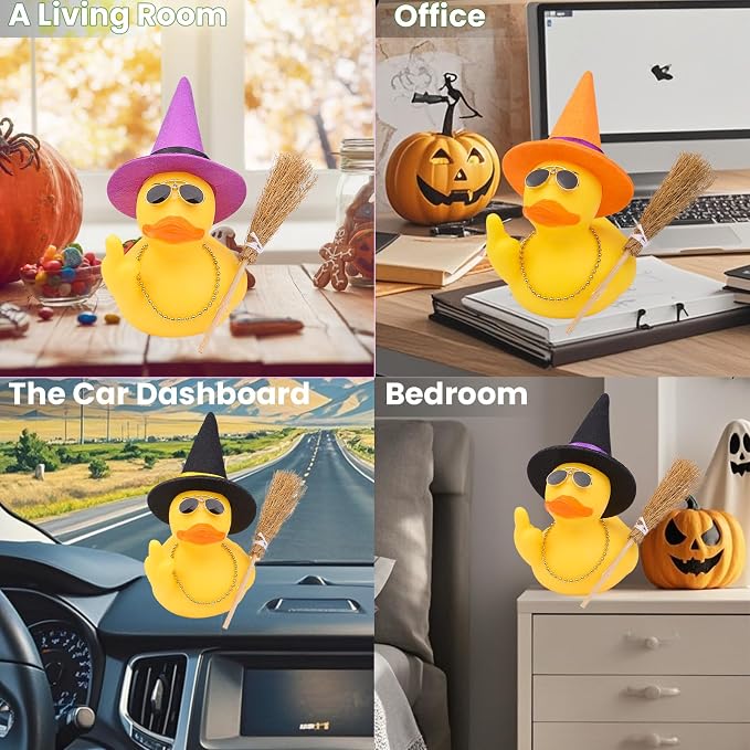 Halloween 3.15" Fun Rubber Duck Witch Duck Car Dashboard Decorations Halloween - Image 7