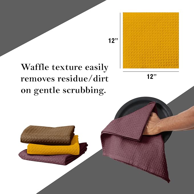 Waffle Dishcloths 12x12 Inches, 12 Pack, Quick Drying, Machine Washable - Image 6
