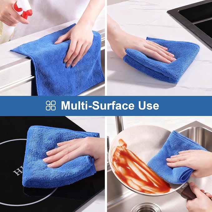 JOYMOOP Microfiber Cleaning Cloths 18 Packs, 11.8" x 11.8" Blue Reusable - Image 8