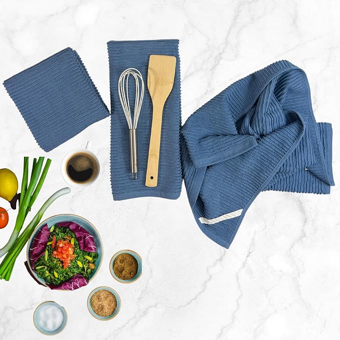 Chambray Light Blue Kitchen Hand Dish Towels: Oversized 28" x 18", 100% Cotton - Image 7