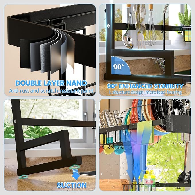 ADBIU 【Fit Sink 24"- 35.6" L 2024 Over The Sink Drying Rack Snap-On Design 2 - Image 3