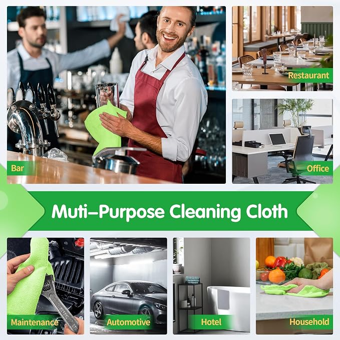 FIXSMITH Sage Green Microfiber Cleaning Cloth -Pack of 8, Highly Absorbent - Image 7