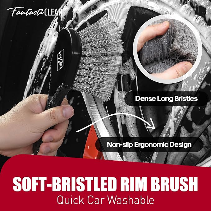 Fantasticlean 7PCS Car Wheel Brush Kit, Tire Brush, Soft-bristled Rim Brush - Image 6