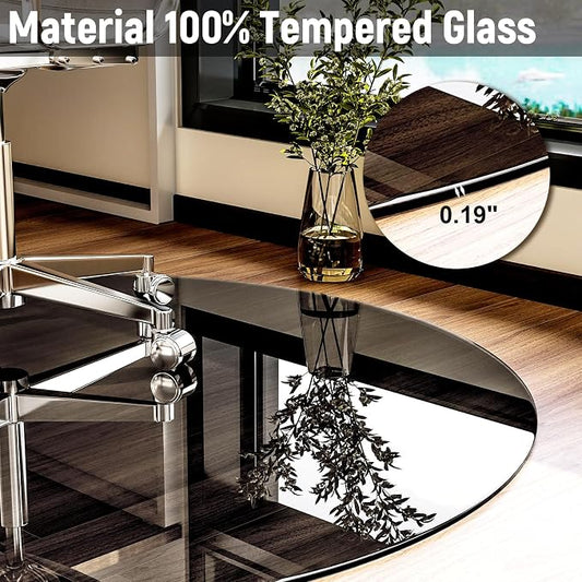 46" x 46" Round Tempered Glass Chair Mat - Image 2