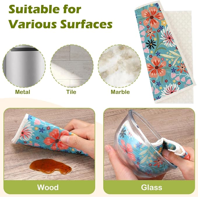 6 Packs Swedish Paper Cloths for Kitchen, Reusable Paper Towels Washable Dish - Image 6