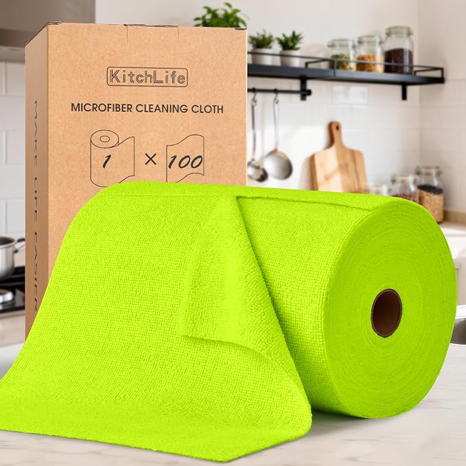KitchLife Microfiber Cleaning Cloth Roll, 100 Pack by OverDoorHooksKitchenSupplies