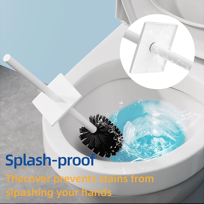 RUACQ Toilet Brush and Holder Set 2pcs, Square Toilet Bowl Brush - Image 4