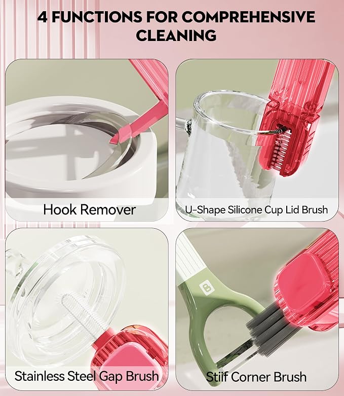 4 in 1 Cup Lid Gap Cleaning Brush, Mutipurpose Tiny Silicone Cup Holder Cleaner - Image 5