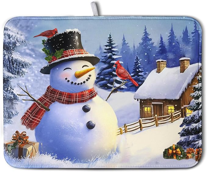 Christmas Snowman Kitchen Drying Mat by Wnoesat