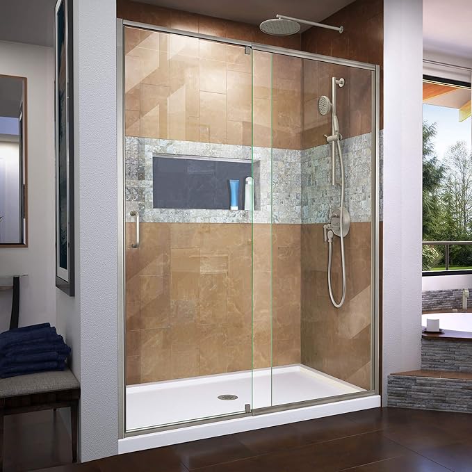 DreamLine Flex 50-54 inch W x 72 inch H Semi-Frameless Pivot Shower Door in by DreamLine