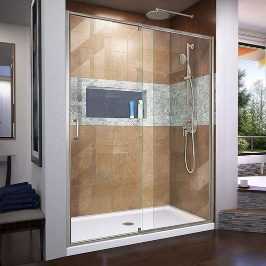 DreamLine Flex 56-60 in. W x 72 in. H Semi-Frameless Pivot Shower Door in by DreamLine