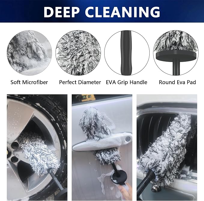 7PCS Car Wheel & Tire Brush Set, Tire Brush, Rims Brush, Microfiber Flat Wheel - Image 2