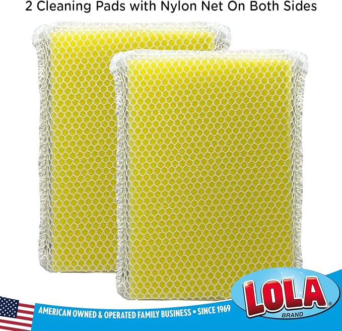 LOLA Microfiber & Nylon Net Sponges, 4 Pack, 2 Dual Sided Non Scratch Sponge - Image 3