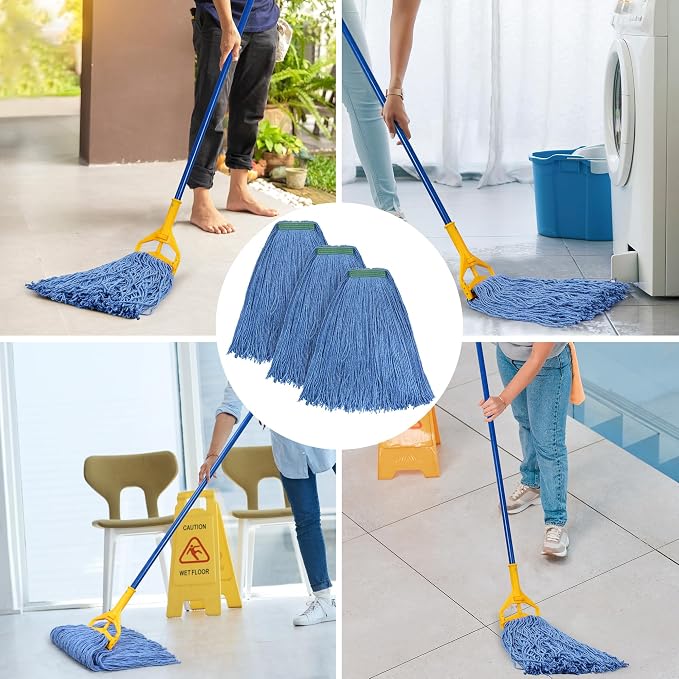 Matthew Cleaning 16oz 3Pack Cotton Floor Mop, Cotton Looped-Open String Heavy - Image 5