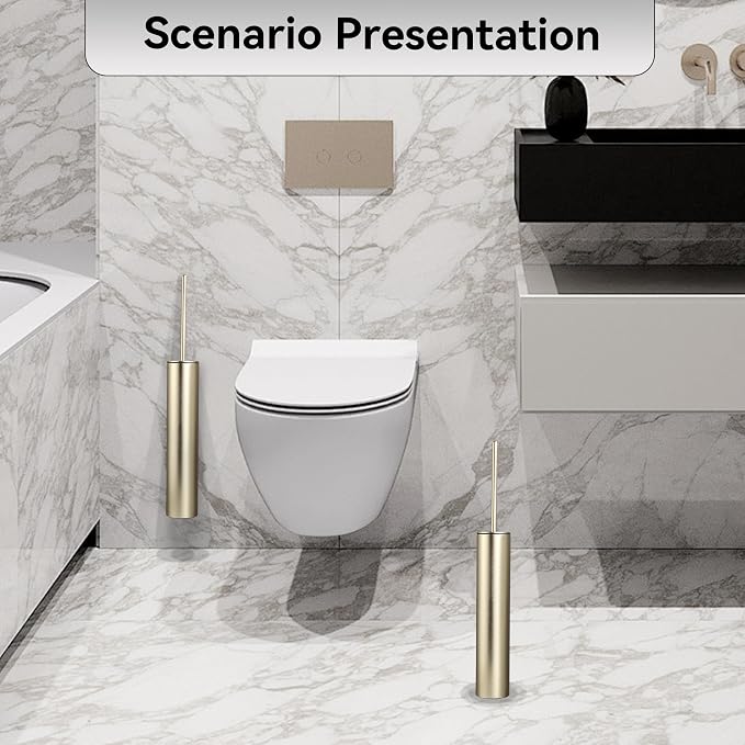 Wall Mounted Brushed Gold Toilet Brush - Image 5