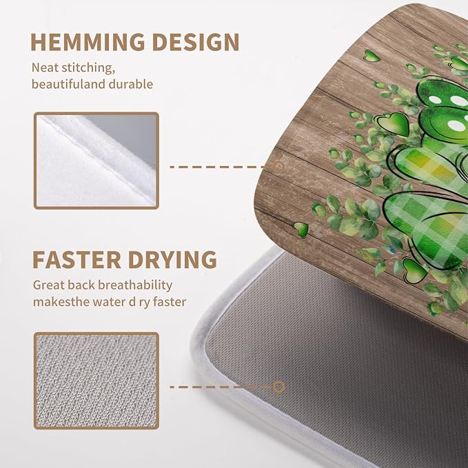 St Patricks Day Wooden Plank Shamrock Drying Mat - Image 4