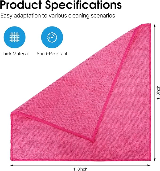 QYL Microfiber Cleaning Cloth, 12 Pack Cleaning Rags, Cleaning Towels - Image 2
