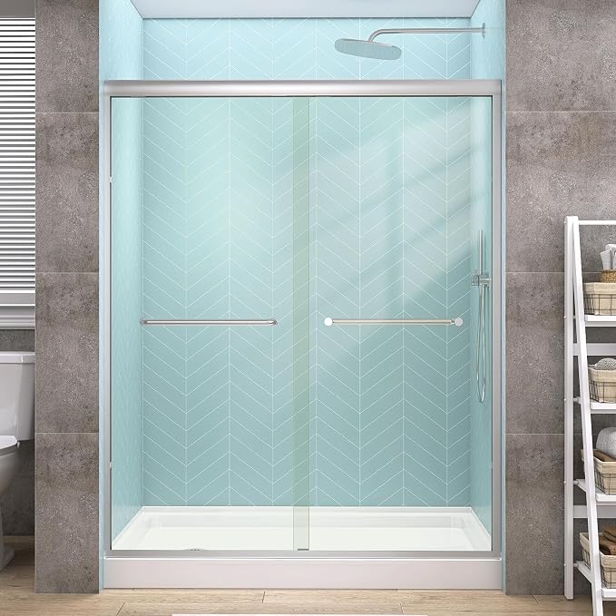 GETPRO Sliding Shower Door Semi-Frameless 50-54 in. W x 72 in. H Bypasss Double by GETPRODeluxeBathroomSolutionExpert