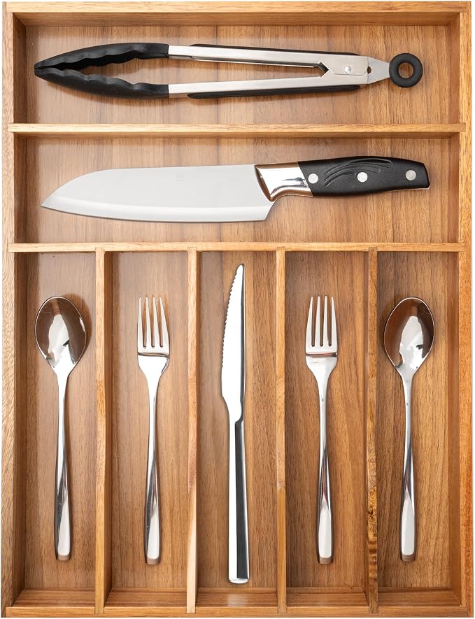 Silverware Organizer Acacia Kitchen Drawer Organizer Utensil Organizer by Conflech