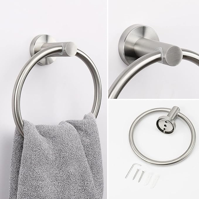 NearMoon 2 Pieces Bathroom Hardware Accessories, Towel Ring and Toilet Paper - Image 2