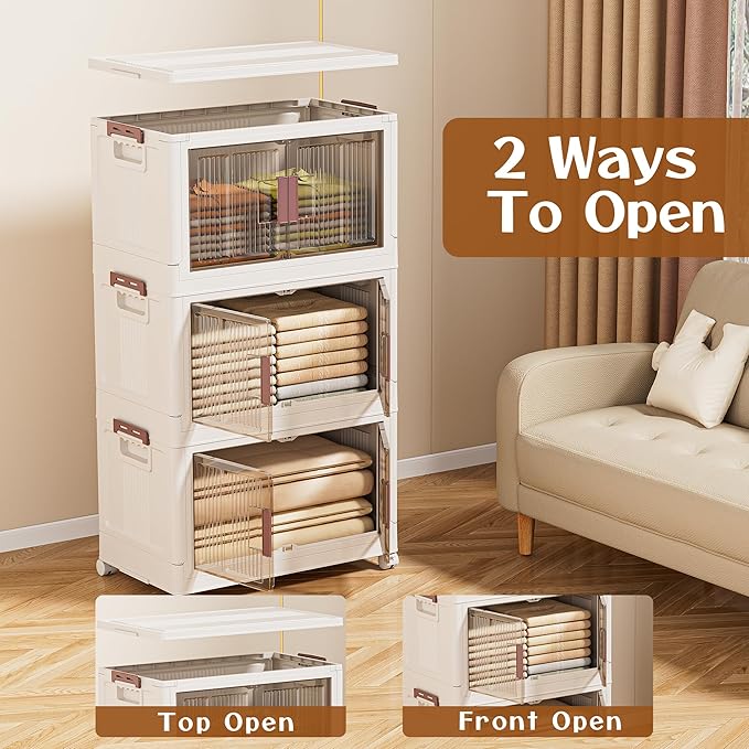 45GAL/180QT 3 Tier Large Stackable Storage Bins - Image 3
